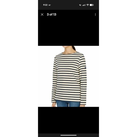 Saint James Meridien Breton Striped Long Sleeve Shirt White Black S (US 34) - Picture 8 of 8